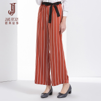 经典故事女装春季通勤条纹阔腿裤女士休闲时尚直筒裤长裤