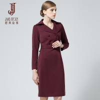 经典故事女装秋冬季长袖风衣式连衣裙收腰A字型裙装