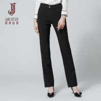 经典故事秋季休闲长裤女OL工作直筒裤提臀修身黑色裤子