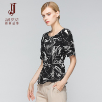 经典故事T恤女春夏款季节修身显瘦上衣女士中袖印花妈妈体恤