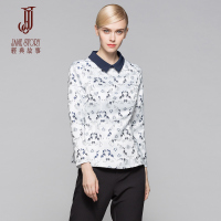 经典故事女装春季欧美范提花套头T恤女士时尚娃娃领长袖上衣女