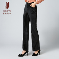 经典故事女士通勤丝绒西装裤子春秋OL修身保暖工作直筒西裤