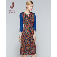 经典故事休闲碎花连衣裙女秋季婚礼妈妈装优雅女裙