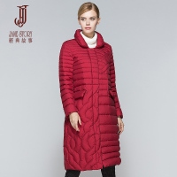 经典故事冬季纯色羽绒服女休闲通勤百搭中长型厚妈妈外套