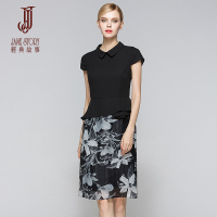 经典故事修身连衣裙女夏修身优雅印花通勤熟女裙子