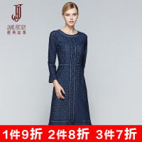 经典故事女装秋季九分袖透气棉裙熟女气质蕾丝连衣裙