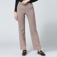 经典故事女装复古英伦风格子西裤女秋冬通勤宽松直筒裤女