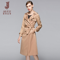 经典故事女装风衣秋季长袖双排扣女士外衣修身纯色外套女