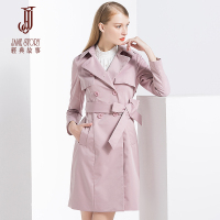 经典故事春气质保暖大风衣春季双排扣绑带外套