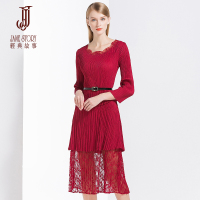 经典故事女装春季压褶连衣裙女士通用均码修身大摆裙