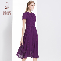 经典故事女夏短袖连衣裙修身中长型熟女裙大摆裙