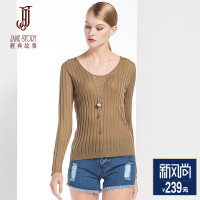 经典故事女装夏季长袖修身针织衫女士休闲套头羊毛衫