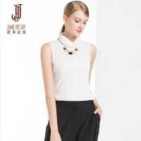 经典故事夏季套头无袖通勤修身纯色百搭弹力多色针织衫薄