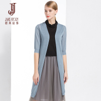 经典故事女夏中长型针织开衫女士优雅通勤外穿毛衣女