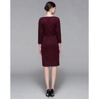 修身气质长袖连衣裙女士优雅条纹一步裙