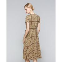 印花连衣裙女夏修身显瘦大摆通勤优雅熟女裙