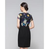 夏季印花连衣裙短袖修身显瘦铅笔裙子