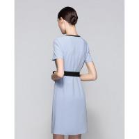 女装连衣裙夏装撞色时尚优雅微肌理