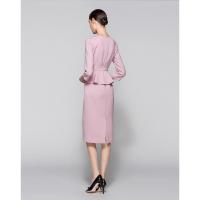 女装秋款修身连衣裙优雅荷叶边通勤礼服裙