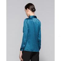 女装光泽锻衬衫通勤时尚蝴蝶结领长袖修身衬衣女