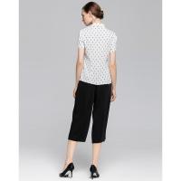 通勤衬衫时尚职业OL上衣木耳边女士印花短袖衬衣