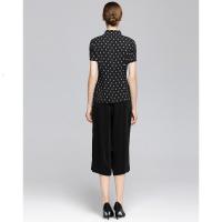 通勤衬衫时尚职业OL上衣木耳边女士印花短袖衬衣_1