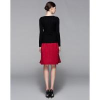 气质熟女修身文艺复古大摆提花半身裙