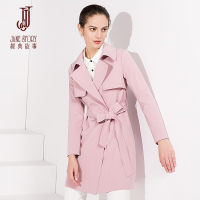 经典故事女装秋季双肩覆收腰中型风衣女时尚通勤外套