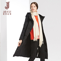 经典故事冬季连帽长袖羽绒服女加厚通勤保暖修身大衣外套