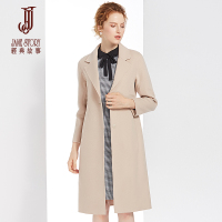 经典故事长款100%羊毛双面呢大衣女冬季纯色修身毛呢外套
