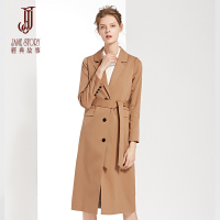 经典故事秋季纯色长袖保暖风衣外套