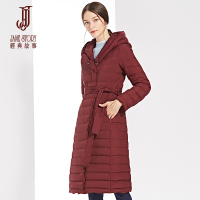 经典故事女装冬季修身长款时尚保暖显气质连帽羽绒服外套