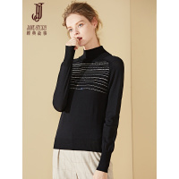 经典故事秋冬高领套头修身针织衫女贴钻优雅显瘦打底毛衣