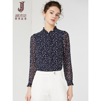 经典故事春季雪纺印花衬衫女士长袖优雅通勤衬衣女