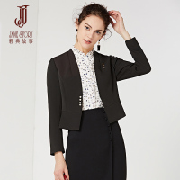 经典故事春季长袖短外套女士时尚通勤修身暗扣小西装上衣