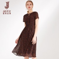 经典故事波点碎花雪纺连衣裙女夏收腰修身优雅裙子