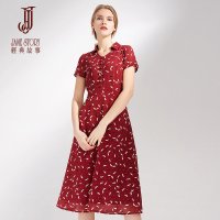 经典故事很仙法国小众时尚碎花红色连衣裙女裙子潮