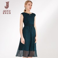 经典故事夏季修身无袖碎花连衣裙女时尚裙子潮