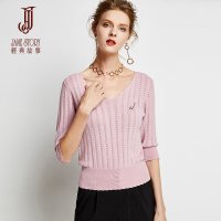 经典故事新七分袖针织衫女春夏女士打底衫短款线衣女