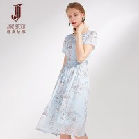 经典故事短袖雪纺碎花连衣裙女夏季优雅显瘦裙子潮