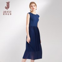 经典故事春夏天流行女装a字过膝盖背心连衣裙子