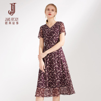 经典故事夏季短袖小碎花连衣裙女显瘦裙子