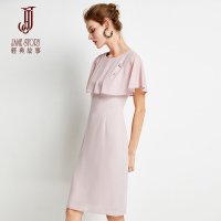 经典故事夏天季连衣裙女装纯色减龄气质显瘦荷叶边一步裙