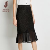 经典故事半身裙夏女垂感纱裙显瘦不规则蕾丝拼接