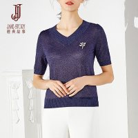 经典故事夏季针织打底衫女宽松5分袖修身显瘦百搭