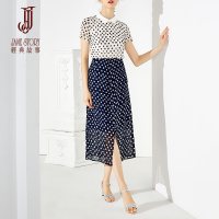 经典故事夏季女装撞色拼接a字天显瘦连衣裙子