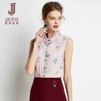 经典故事雪纺衬衫女夏设计感小众无袖上衣质洋气百搭印花