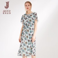 经典故事雪纺连衣裙减龄显瘦夏天印花装春季子修身流行女