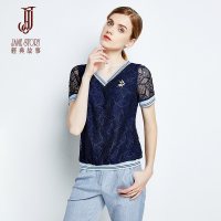 经典故事夏季蕾丝短袖女士T恤上衣小众设计感通勤女装