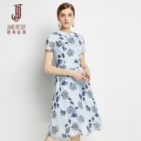 经典故事夏季天流行气质显瘦a字印花连衣裙子女装